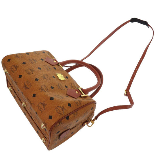 MCM Boston Duffel bag PVC coated canvas Brown 2WAY mini Boston Duffel bag Women Used Authentic