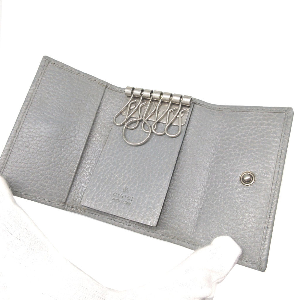 GUCCI Key case Key holder  456118 leather gray six hooks GG Marmont unisex(Unisex) Used Authentic