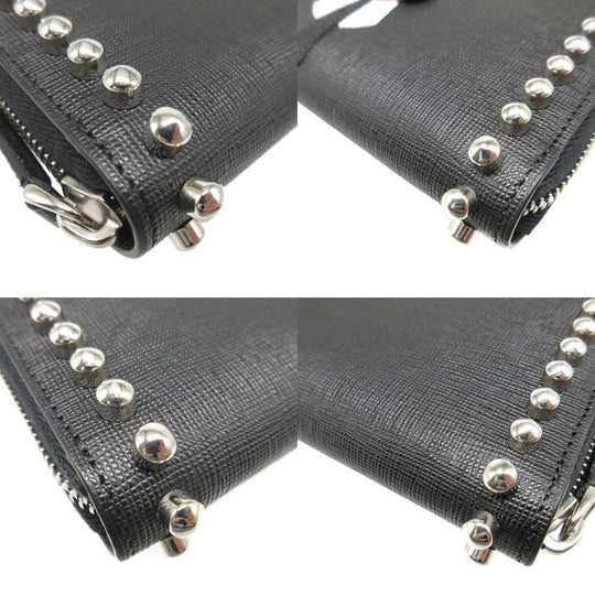 FENDI Long Wallet Purse 8M0299 leather black Zip Around Karl Lagerfeld Karito unisex(Unisex) Used Authentic