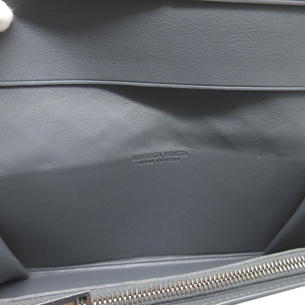 BOTTEGAVENETA Long Wallet Purse leather gray Two fold MAXI INTRECCIATO unisex(Unisex) Used Authentic
