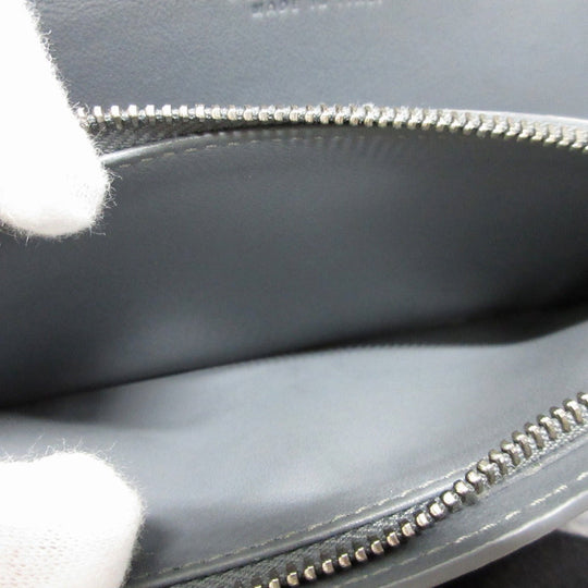 BOTTEGAVENETA Long Wallet Purse leather gray Two fold MAXI INTRECCIATO unisex(Unisex) Used Authentic