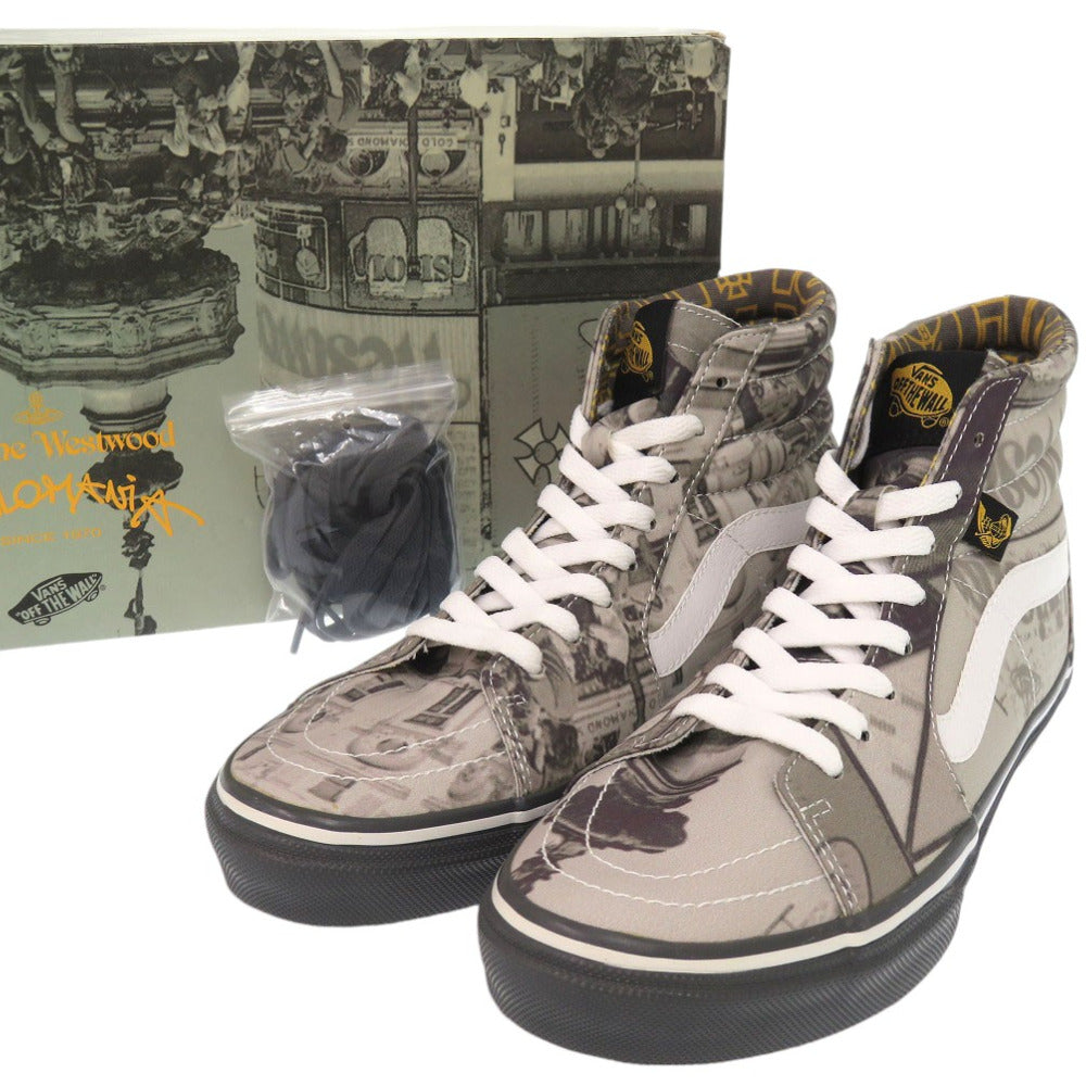 Vivienne Westwood sneakers PVC Monochrome Anglomania Piccadilly Circus Pattern High-Cut Sneakers 9.8" SK8-HI VANS VIVIENNE WESTWOOD ANGLOMANIA �~ VANS SK8-HI MONO mens 40 Used Authentic