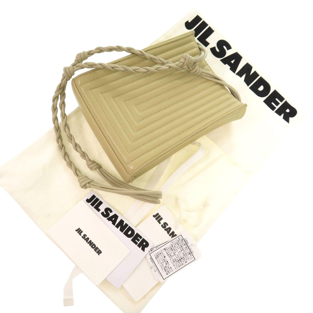 JIL SANDER Shoulder Bag leather beige Tangle SM Women Used Authentic