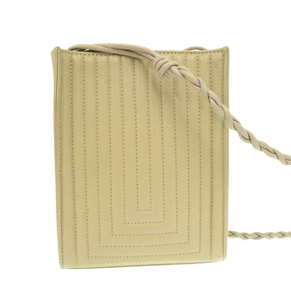 JIL SANDER Shoulder Bag leather beige Tangle SM Women Used Authentic