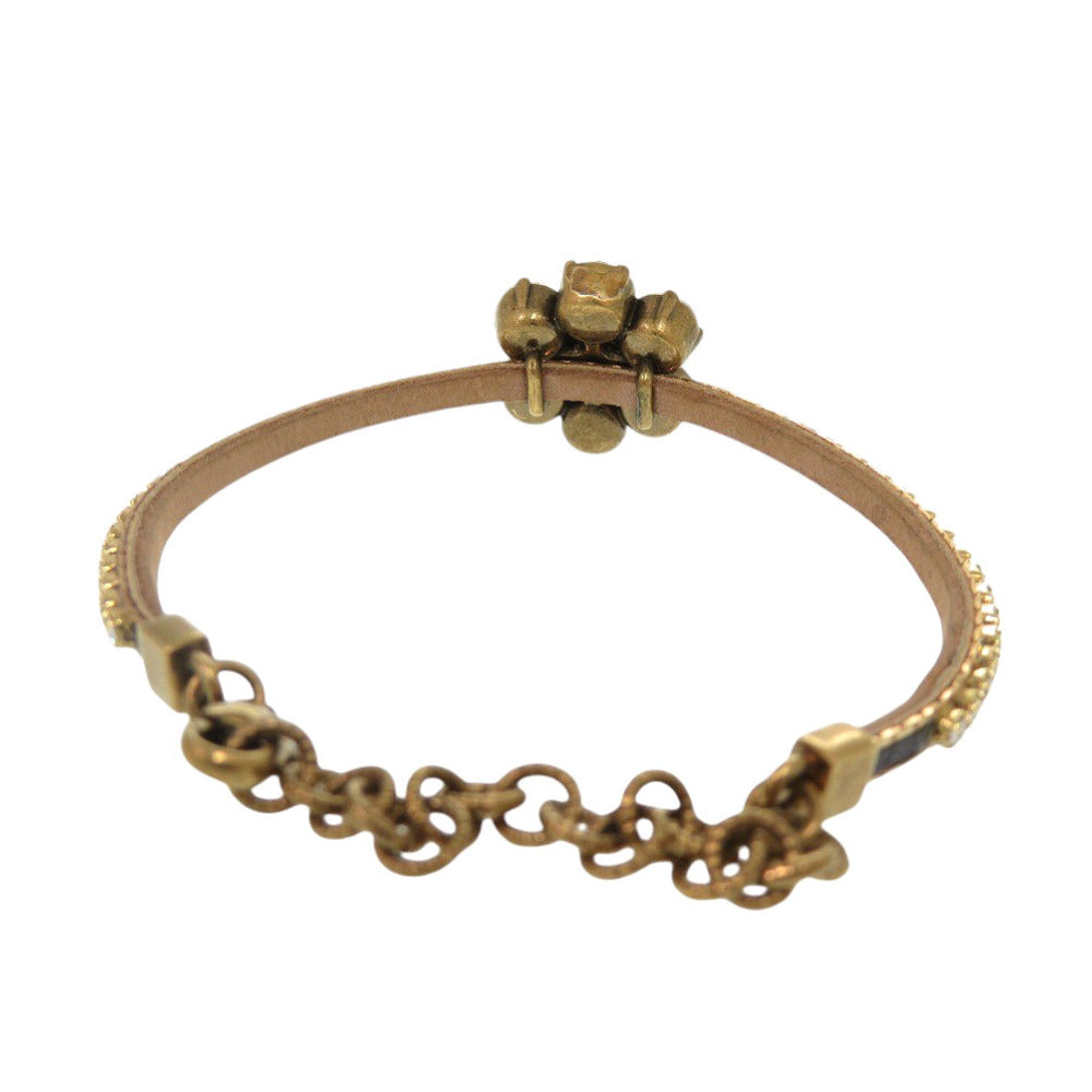 GUCCI bracelet 651557 I5671 8061 Metal, Leather gold Crystal Double G Bracelet Women Used Authentic