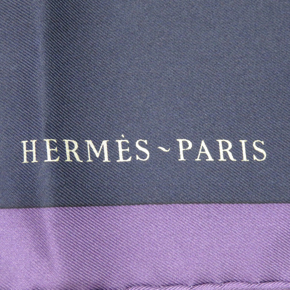 HERMES scarf silk multicolor Floral Horse Twill Scarf Carre45 Flower Horse Gavroche Robe Legere Detail Women Used Authentic
