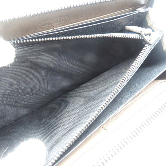 BOTTEGAVENETA Long Wallet Purse leather Brown Zip Around INTRECCIATO mens Used Authentic