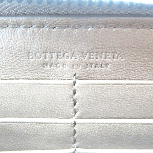 BOTTEGAVENETA Long Wallet Purse leather Brown Zip Around INTRECCIATO mens Used Authentic