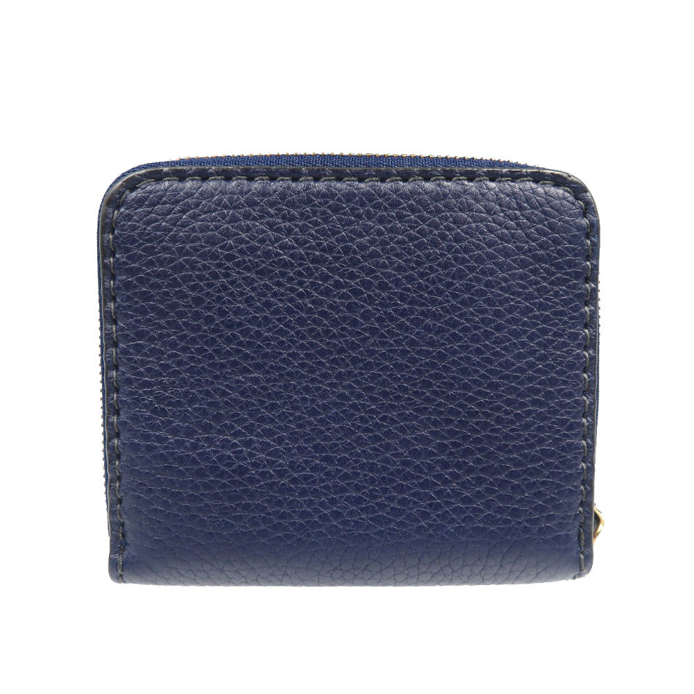 Christian Dior Bifold Wallet leather Navy Women Used Authentic
