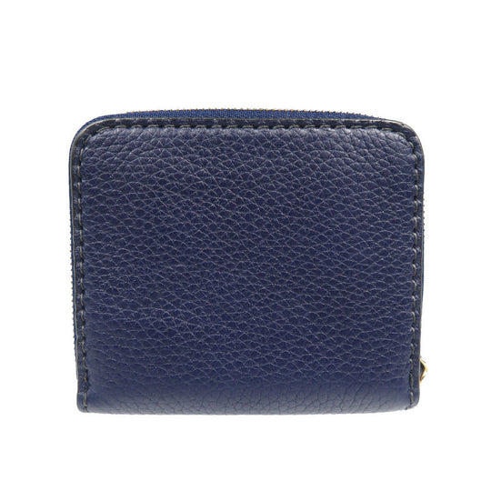 Christian Dior Bifold Wallet leather Navy Women Used Authentic