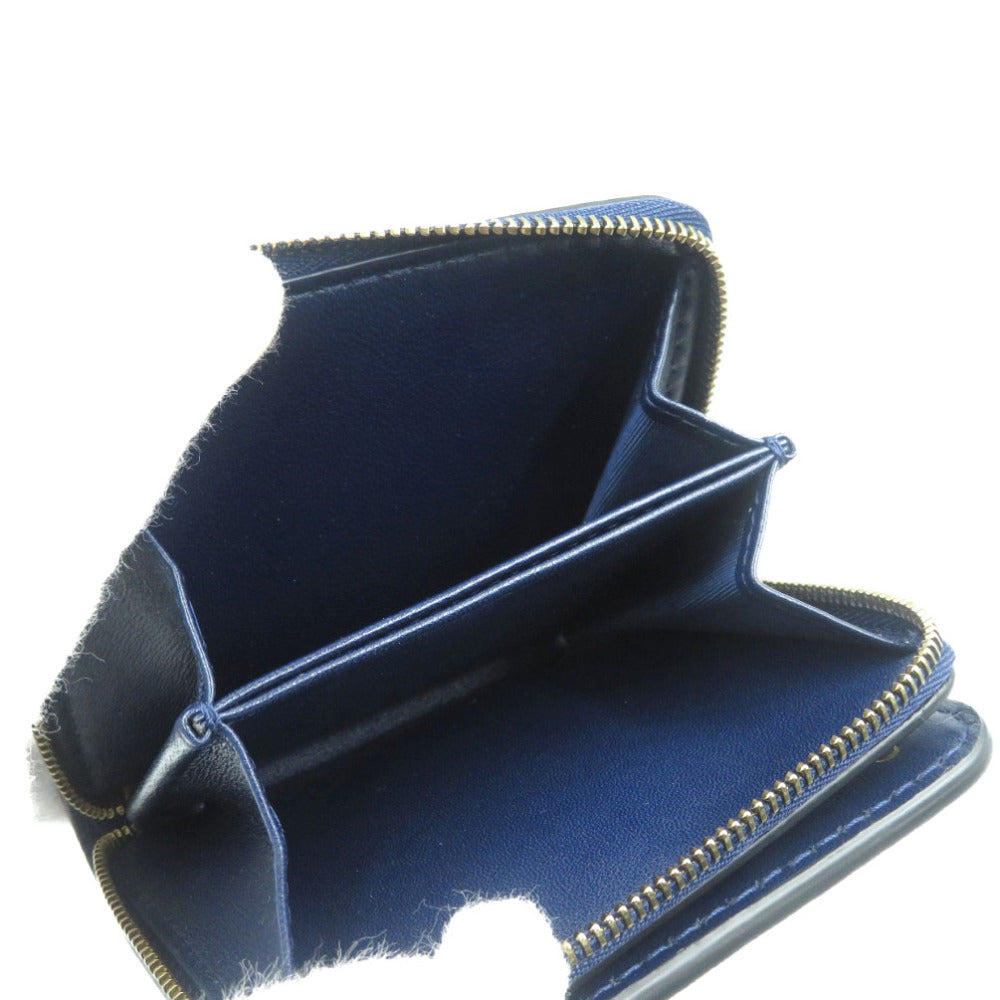 Christian Dior Bifold Wallet leather Navy Women Used Authentic