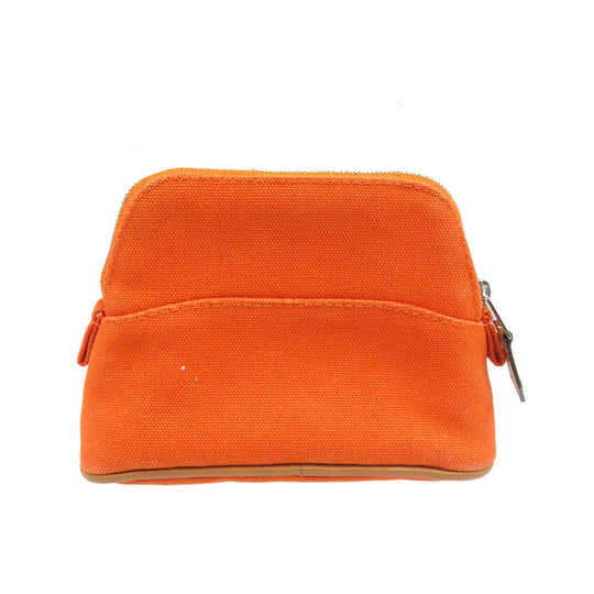 HERMES Pouch Cotton, Leather Orange Boride pouch mini mini Women Used Authentic