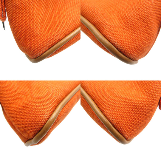 HERMES Pouch Cotton, Leather Orange Boride pouch mini mini Women Used Authentic