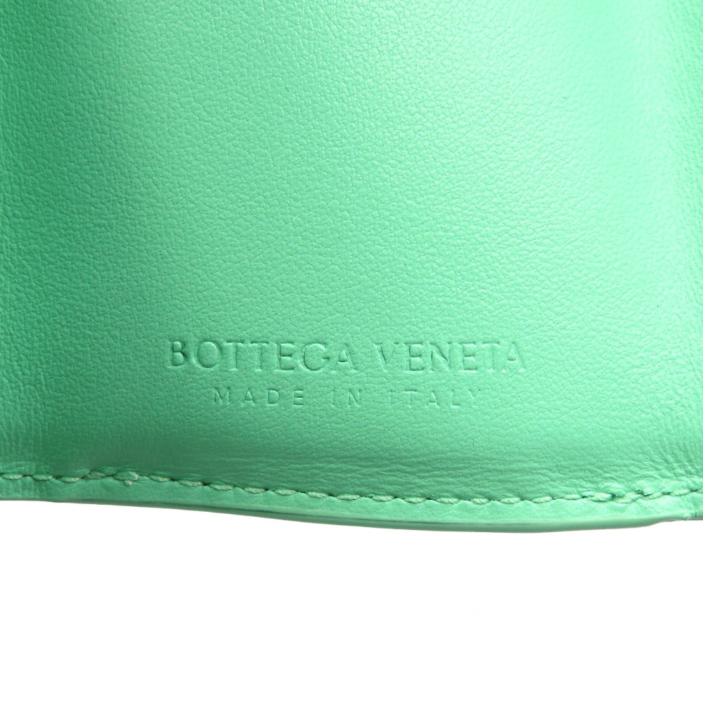 BOTTEGAVENETA Tri-fold wallet Calfskin green INTRECCIATO Compact wallet Women Used Authentic