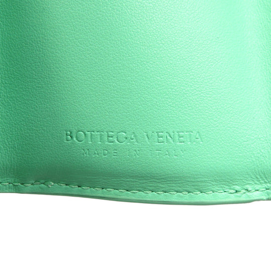 BOTTEGAVENETA Tri-fold wallet Calfskin green INTRECCIATO Compact wallet Women Used Authentic