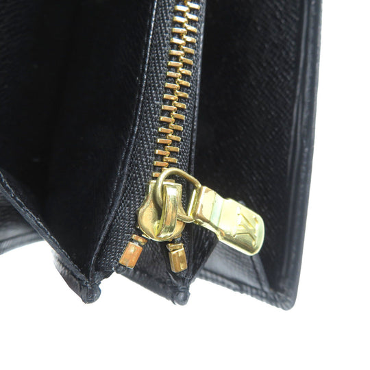 LOUIS VUITTON Long Wallet Purse M63592 Epi Leather Noir Two fold Epi Pochette Porto Monnet Credit mens Used Authentic