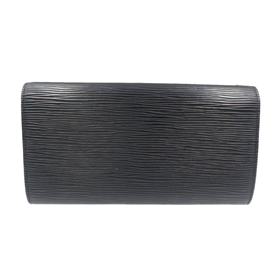 LOUIS VUITTON Long Wallet Purse M63592 Epi Leather Noir Two fold Epi Pochette Porto Monnet Credit mens Used Authentic