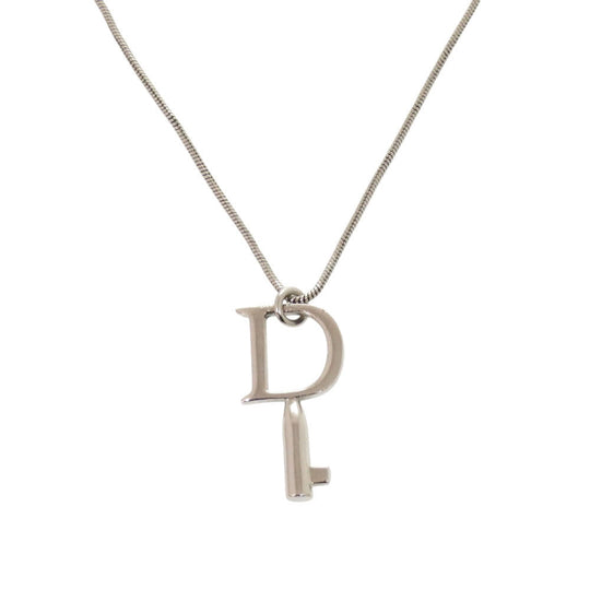 Dior Necklace metal Silver D key Women Used Authentic