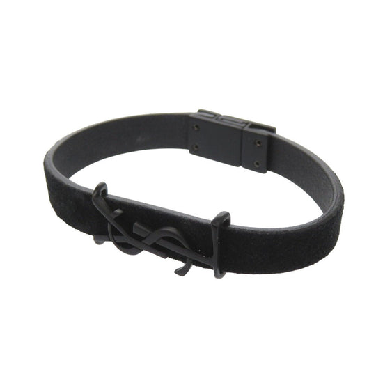 SAINT LAURENT PARIS bracelet Suede black Cassandra logo Women Used Authentic