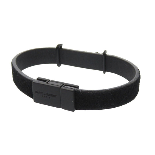SAINT LAURENT PARIS bracelet Suede black Cassandra logo Women Used Authentic