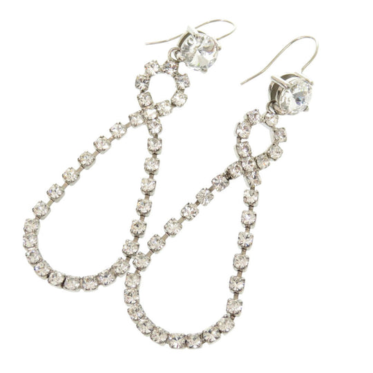 MIUMIU Pierce 2EFK Rhinestone crystal Women Used Authentic