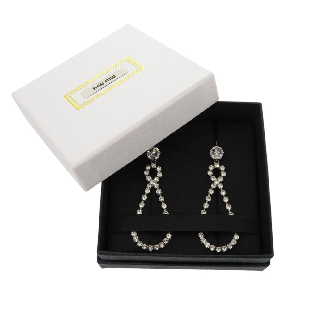 MIUMIU Pierce 2EFK Rhinestone crystal Women Used Authentic