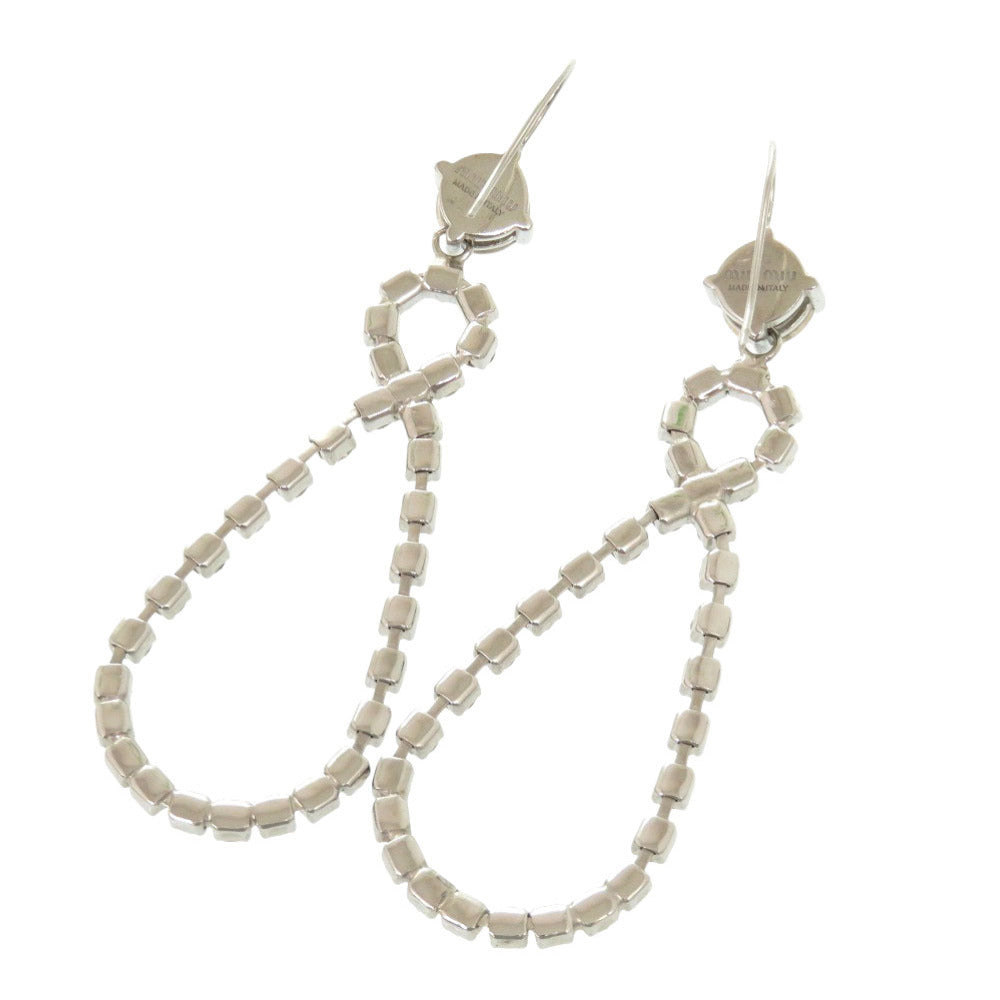 MIUMIU Pierce 2EFK Rhinestone crystal Women Used Authentic