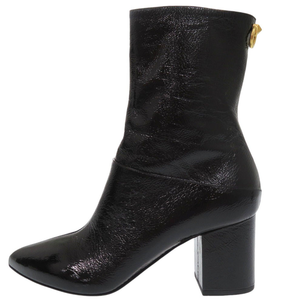 Valentino Garavani boots SW0S0S61 XJI 0NO leather black Rockstud patent EU39 chunky heel short boots Women 39 Used Authentic