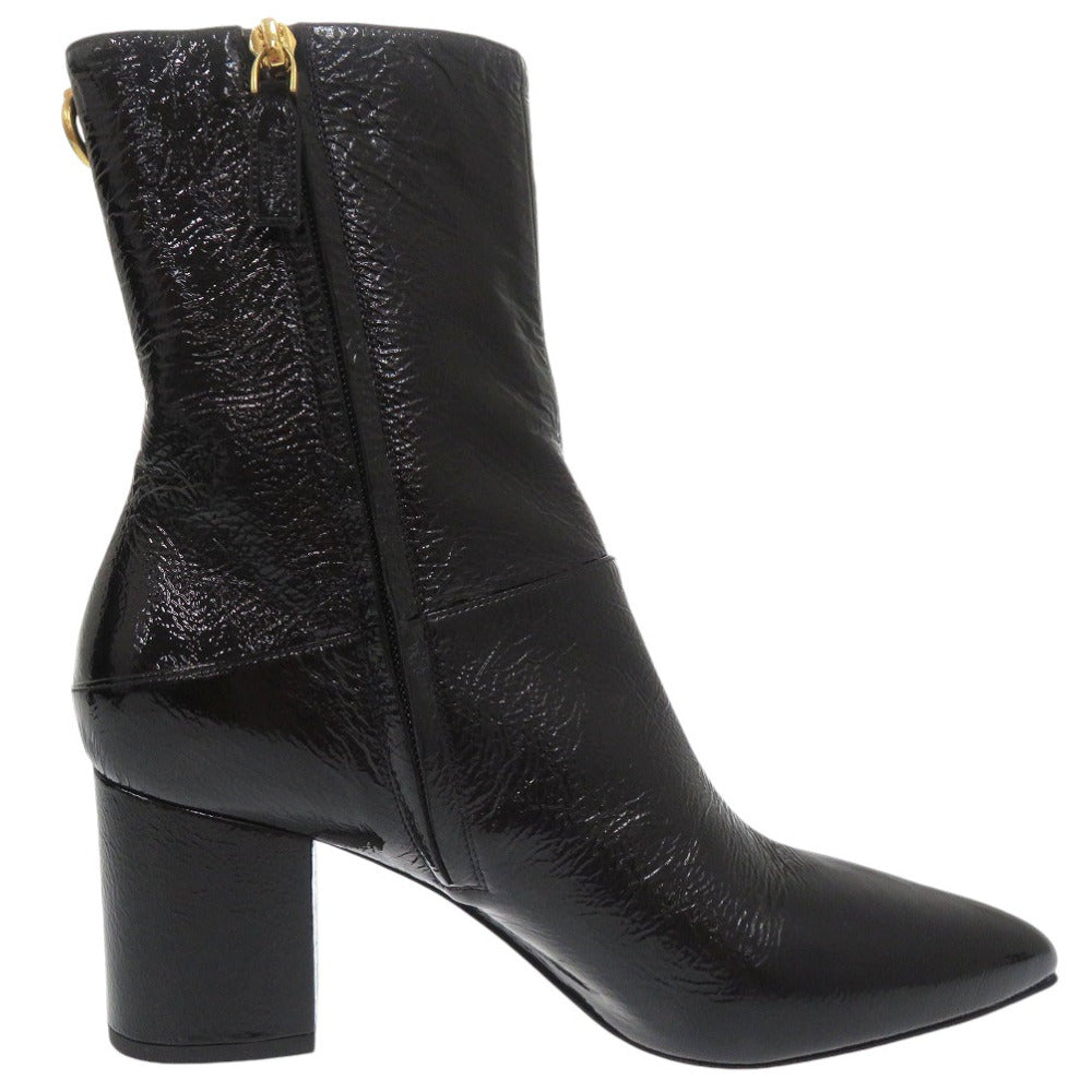 Valentino Garavani boots SW0S0S61 XJI 0NO leather black Rockstud patent EU39 chunky heel short boots Women 39 Used Authentic