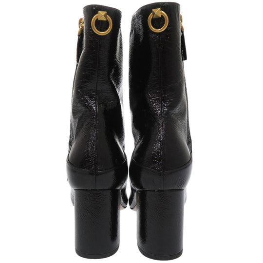Valentino Garavani boots SW0S0S61 XJI 0NO leather black Rockstud patent EU39 chunky heel short boots Women 39 Used Authentic