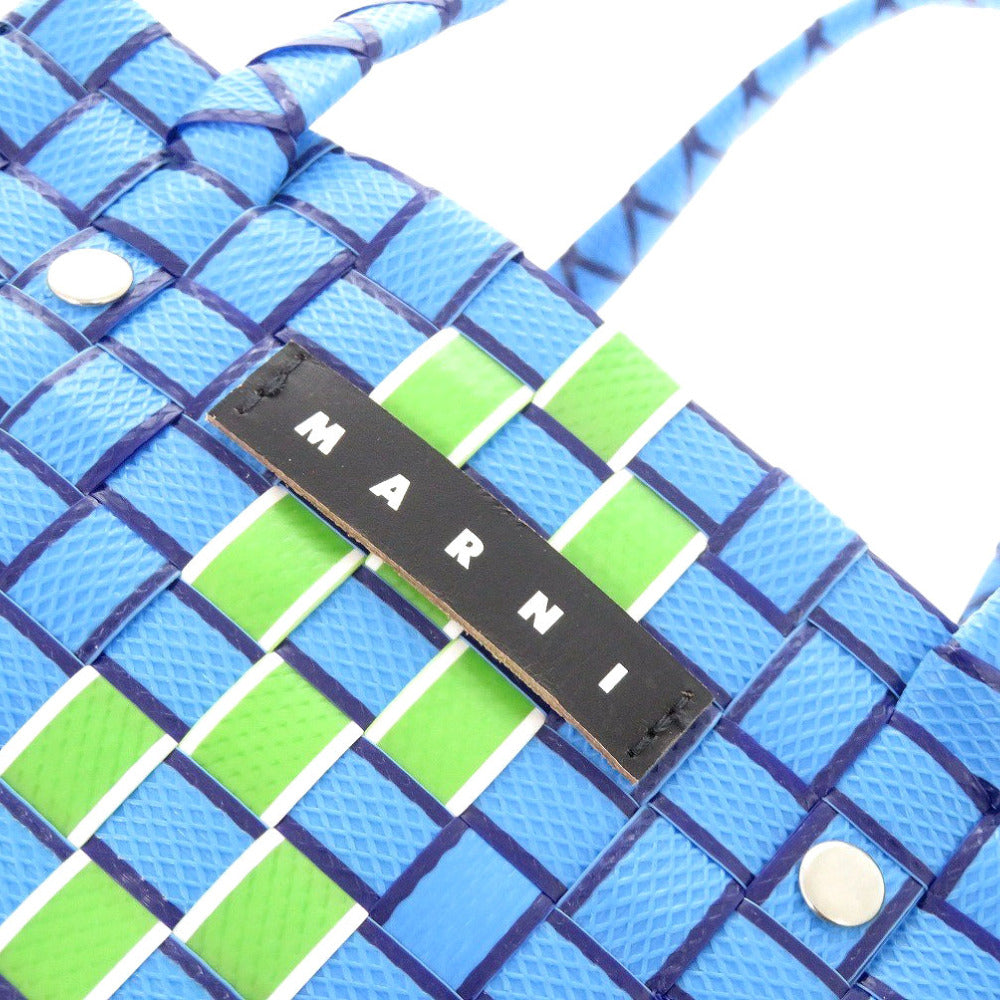 MARNI Handbag M00638 0M848 leather blue Market Woven Women Used Authentic