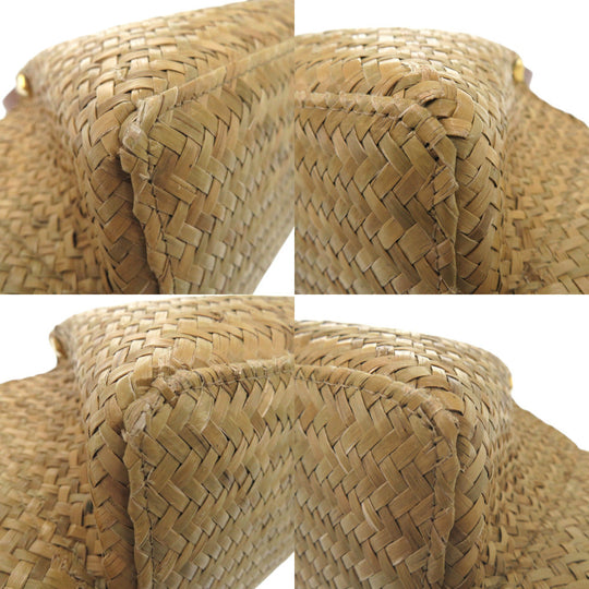 Valentino Garavani Tote Bag straw beige V logo straw studs 2way crossbody Women Used Authentic