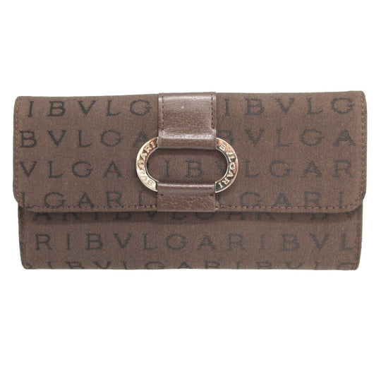 BVLGARI Long Wallet Purse canvas Brown W Hook Wallet  Bulgari Bulgari Women(Unisex) Used Authentic