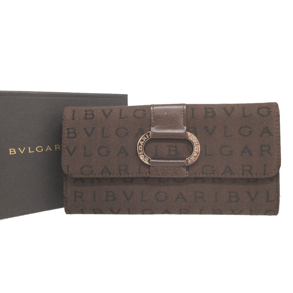 BVLGARI Long Wallet Purse canvas Brown W Hook Wallet  Bulgari Bulgari Women(Unisex) Used Authentic
