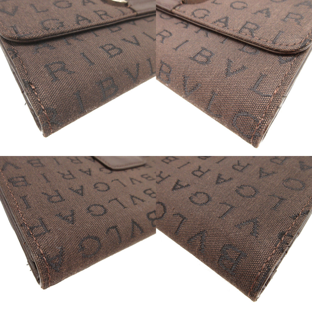 BVLGARI Long Wallet Purse canvas Brown W Hook Wallet  Bulgari Bulgari Women(Unisex) Used Authentic