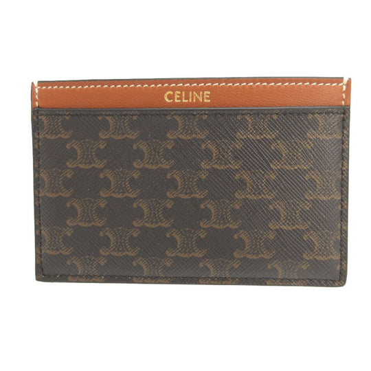 CELINE Card Case F-SD-1223 leather Brown Triomphe Women(Unisex) Used Authentic