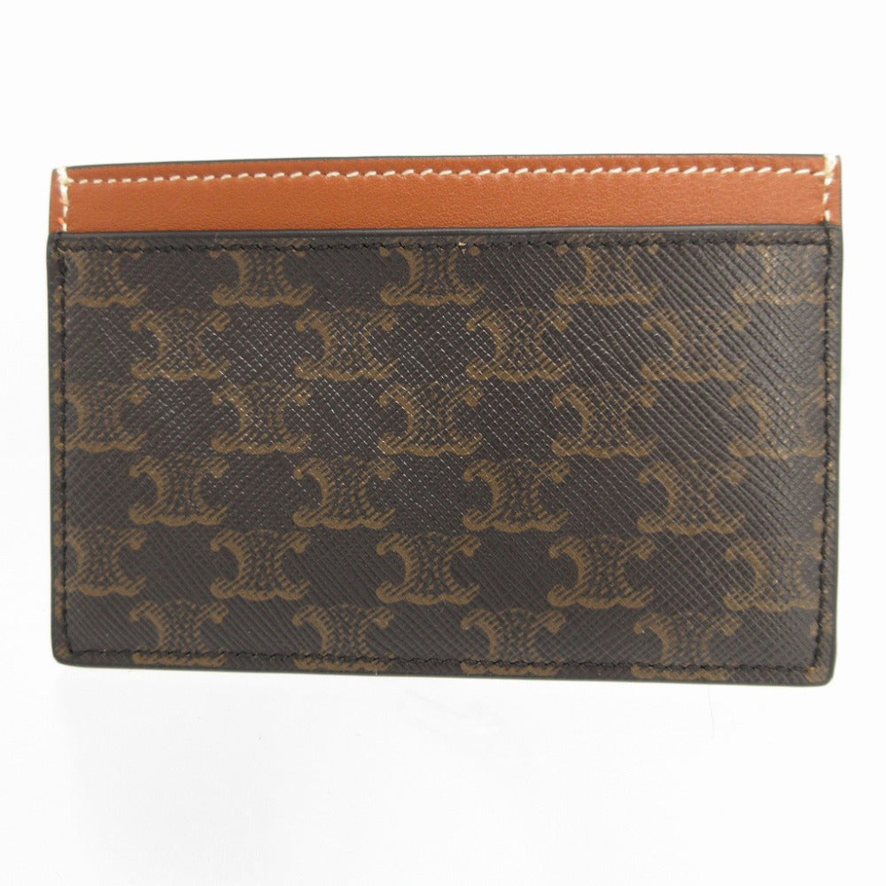 CELINE Card Case F-SD-1223 leather Brown Triomphe Women(Unisex) Used Authentic