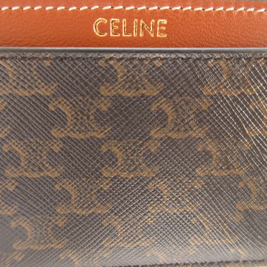 CELINE Card Case F-SD-1223 leather Brown Triomphe Women(Unisex) Used Authentic