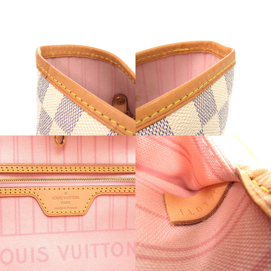 LOUIS VUITTON Tote Bag N41605 Damier Azur Canvas Rose Valerie Damier Azur New Neverfull MM Women Used Authentic