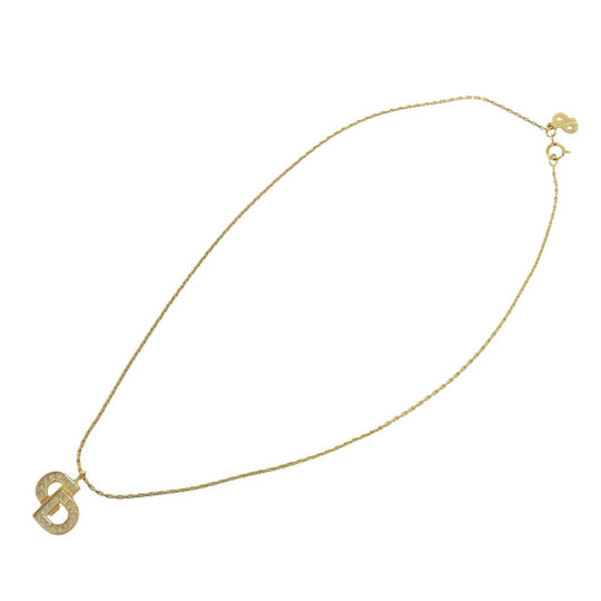 Christian Dior Necklace Rhinestones, Gold Plated gold logo rhinestone Women Used Authentic