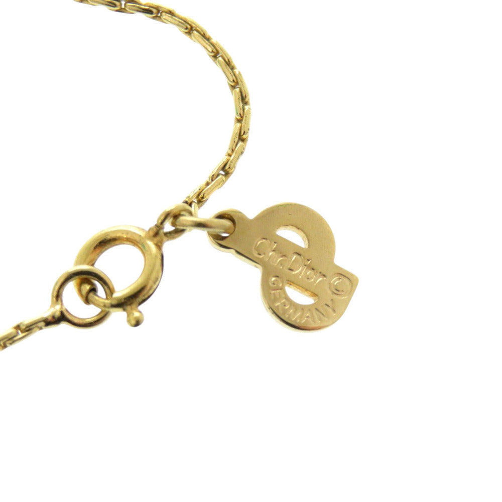 Christian Dior Necklace Rhinestones, Gold Plated gold logo rhinestone Women Used Authentic