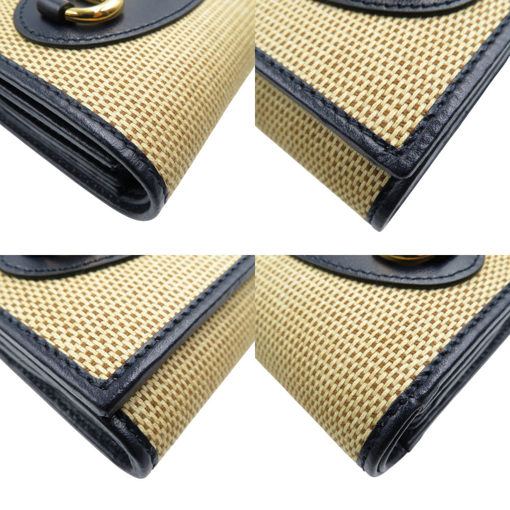 GUCCI Bifold Wallet 621891 Canvas, Leather beige Horsebit Women Used Authentic