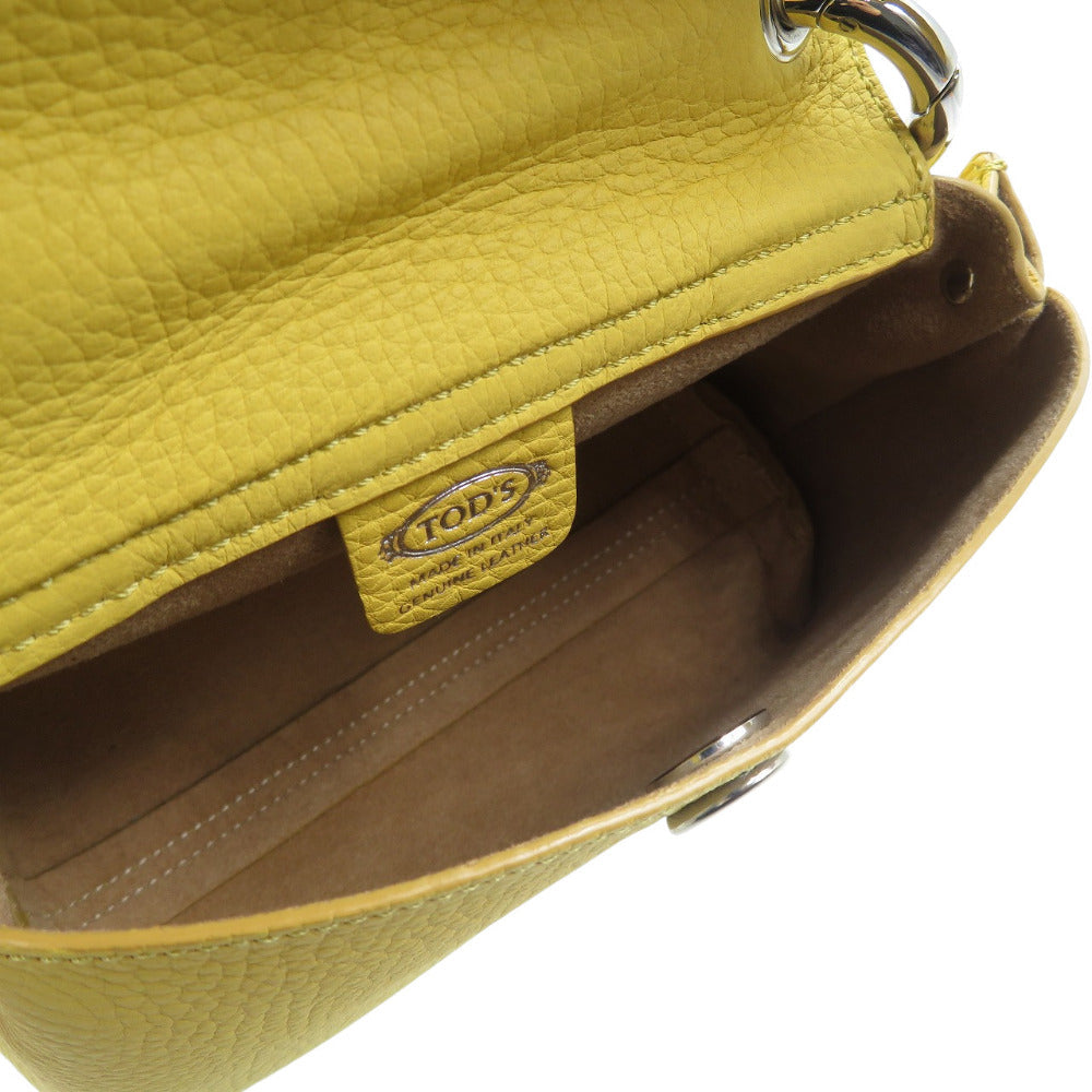 TOD�fS Shoulder Bag leather yellow Wave Women Used Authentic