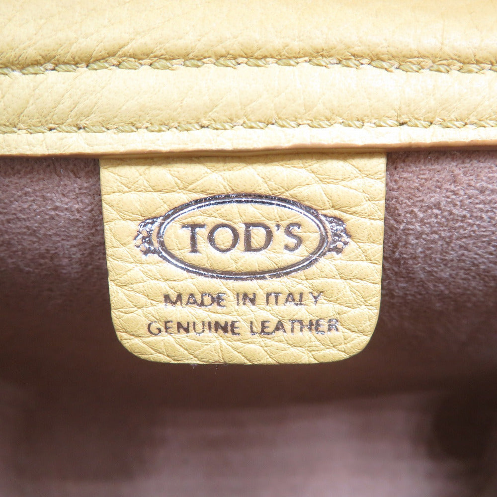 TOD�fS Shoulder Bag leather yellow Wave Women Used Authentic