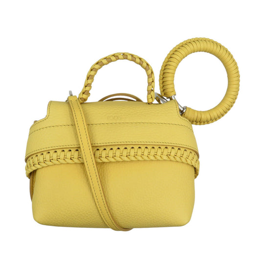 TOD�fS Shoulder Bag leather yellow Wave Women Used Authentic