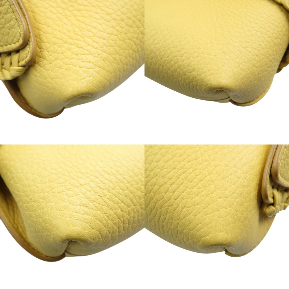 TOD�fS Shoulder Bag leather yellow Wave Women Used Authentic