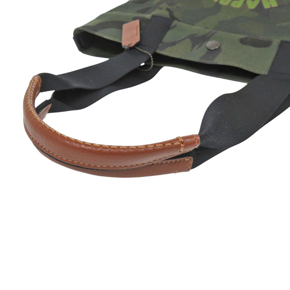 COACH Tote Bag C4025 canvas khaki snoopy woodstock unisex(Unisex) Used Authentic