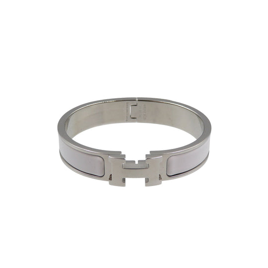 HERMES Bangle CE ,  Stainless Steel white Click crack PM enamel Women Used Authentic