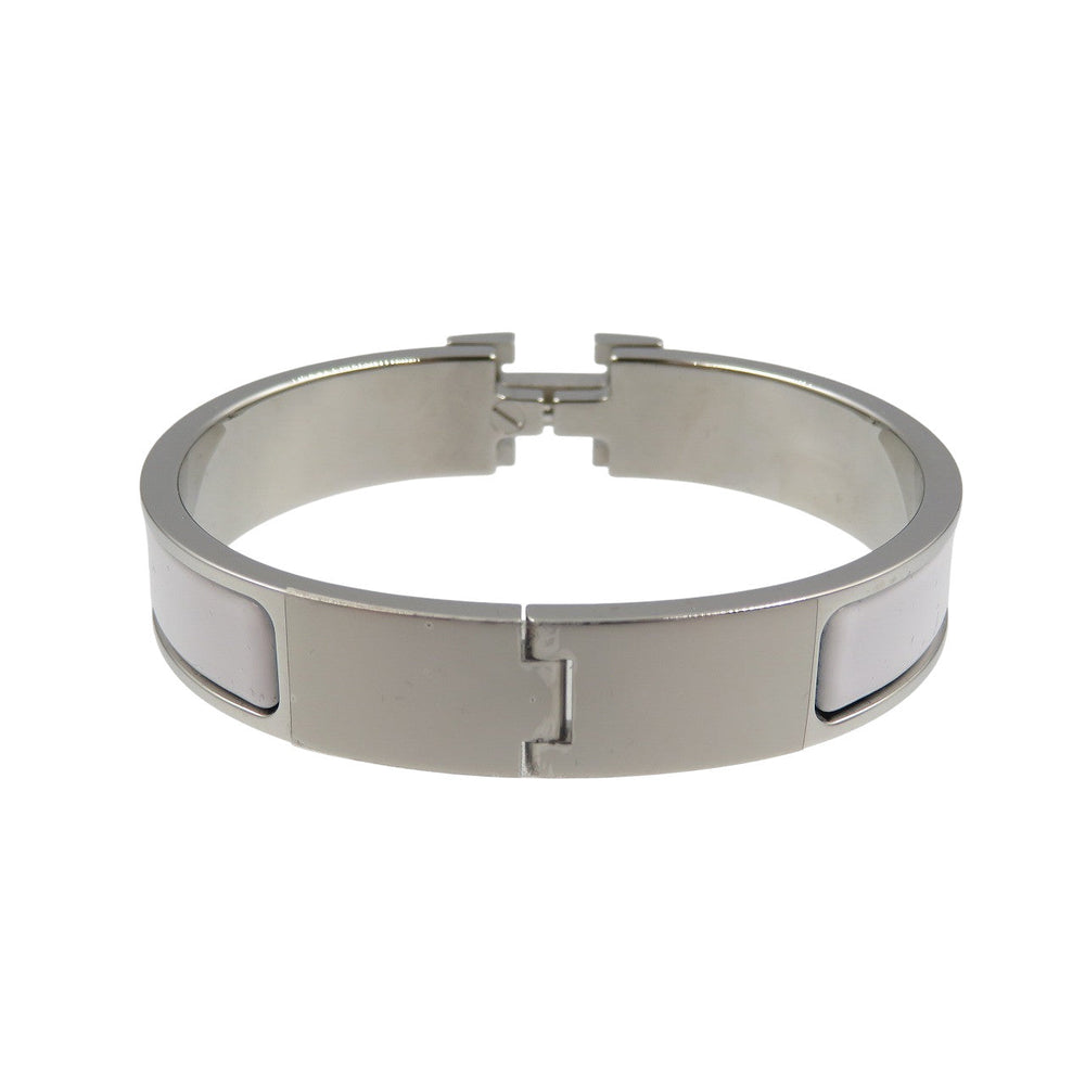 HERMES Bangle CE ,  Stainless Steel white Click crack PM enamel Women Used Authentic
