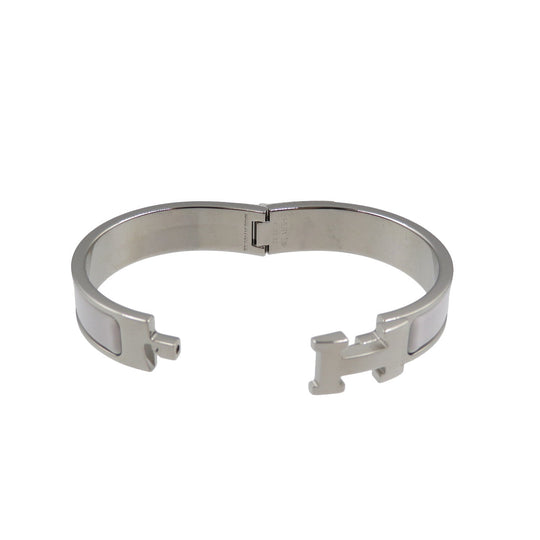 HERMES Bangle CE ,  Stainless Steel white Click crack PM enamel Women Used Authentic